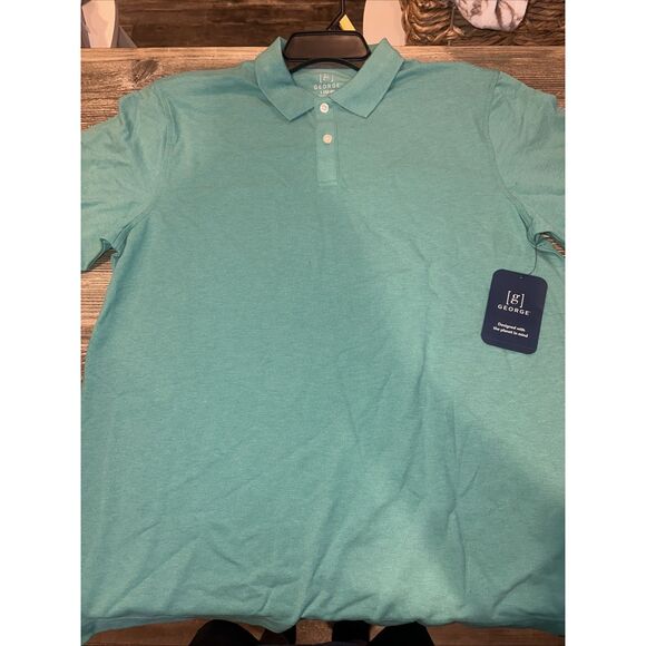 Mens George Green Short Sleeve Stretch Pique Polo Large NEW! NWT - Picture 1 of 3